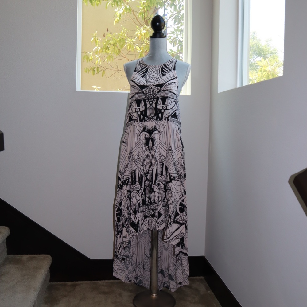 Free People Hi-Lo dress dusty pink and black sz S